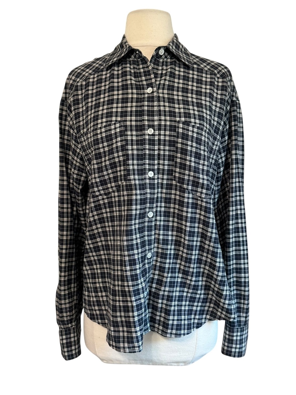 Veronica Beard Button Front Plaid Shirt